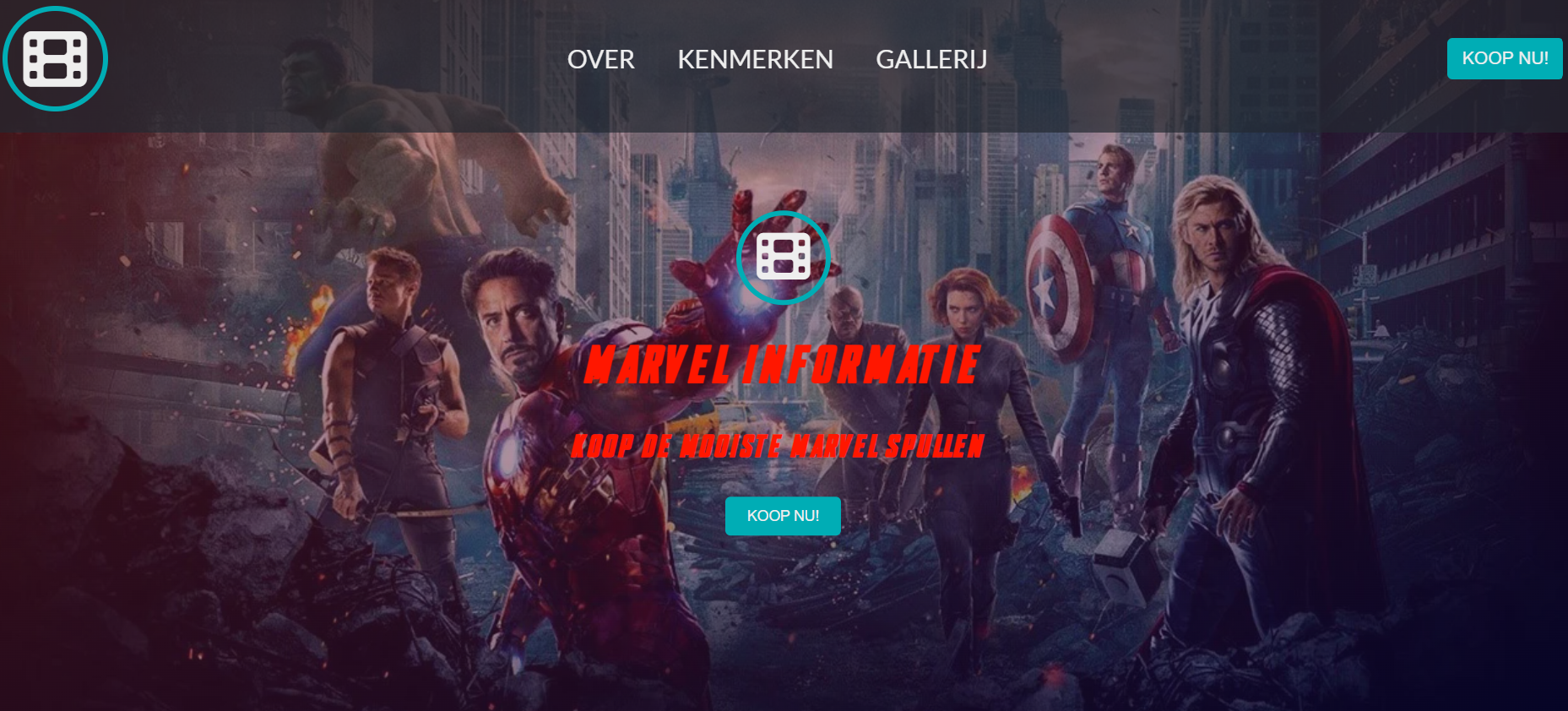Screenshot van mijn marvel website